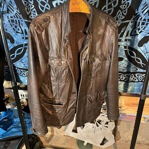 Perry Ellis Brown Leather Jacket